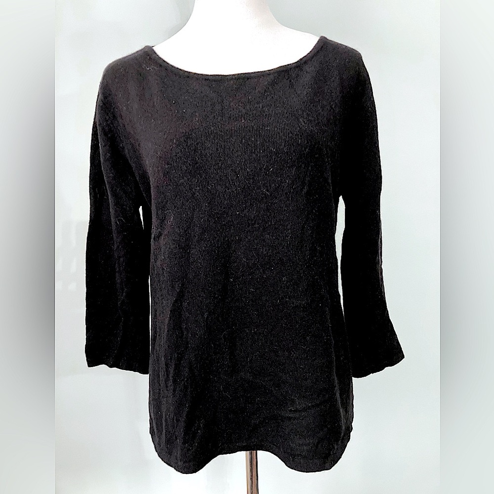 LAUREN RALPH LAUREN Black Pullover Sweater Wool/ Cashmere Blend Size XL